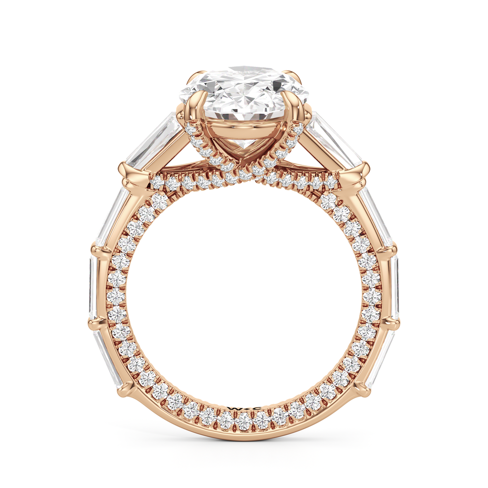 The Katherine Ring with Oval Cut Diamond in 14KT Rose Gold view 2
