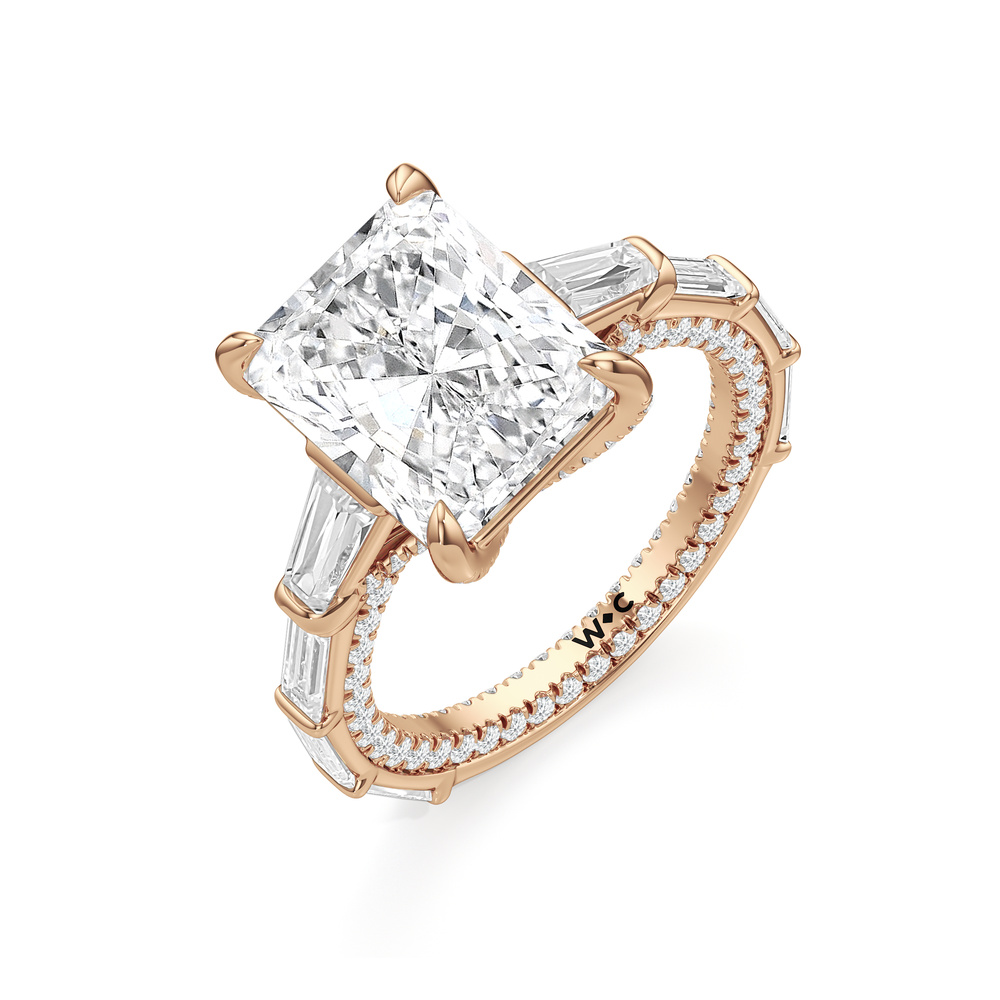 The Katherine Ring with Radiant Cut Diamond in 14KT Rose Gold view 3
