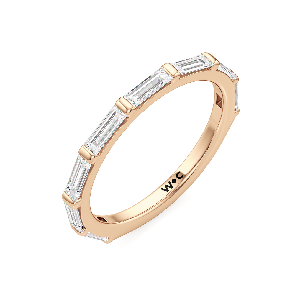 The Marlene Diamond Wedding Band with 18KT Rose Gold Cut Diamond in 14KT Rose Gold view 4
