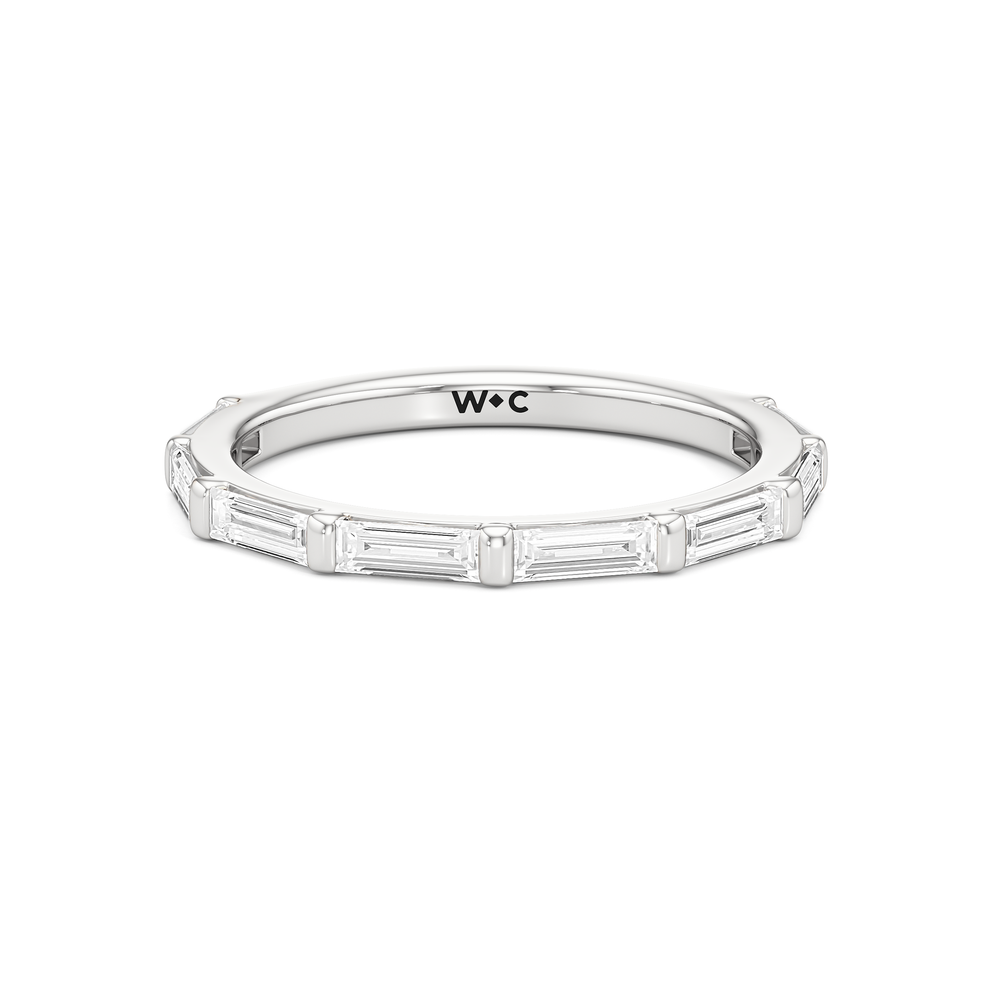 The Marlene Diamond Wedding Band with Platinum Cut Diamond in 14KT Platinum view 1
