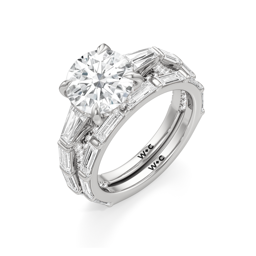 The Marlene Diamond Wedding Band with Platinum Cut Diamond in 14KT Platinum view 3

