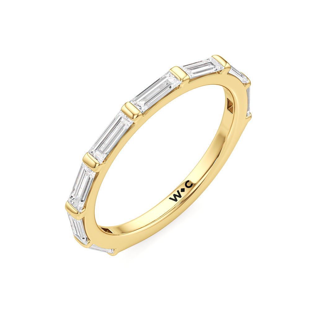 The Marlene Diamond Wedding Band with 18KT Yellow Gold Cut Diamond in 14KT Yellow Gold view 4
