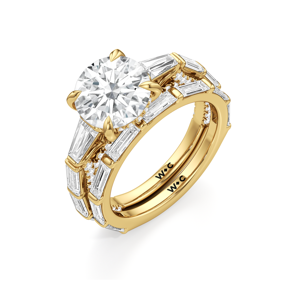 The Marlene Diamond Wedding Band with 18KT Yellow Gold Cut Diamond in 14KT Yellow Gold view 3
