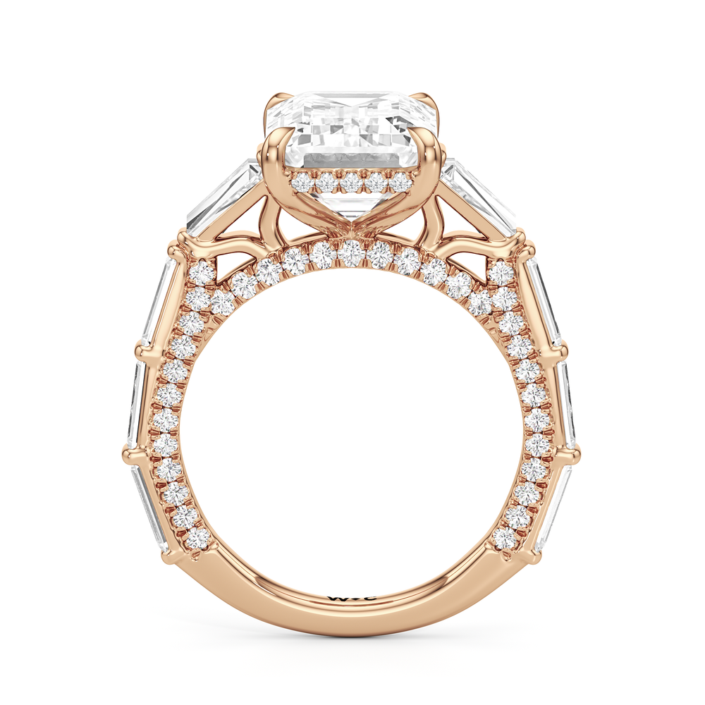 The Marlene Ring with Emerald Cut Diamond in 14KT Rose Gold view 2
