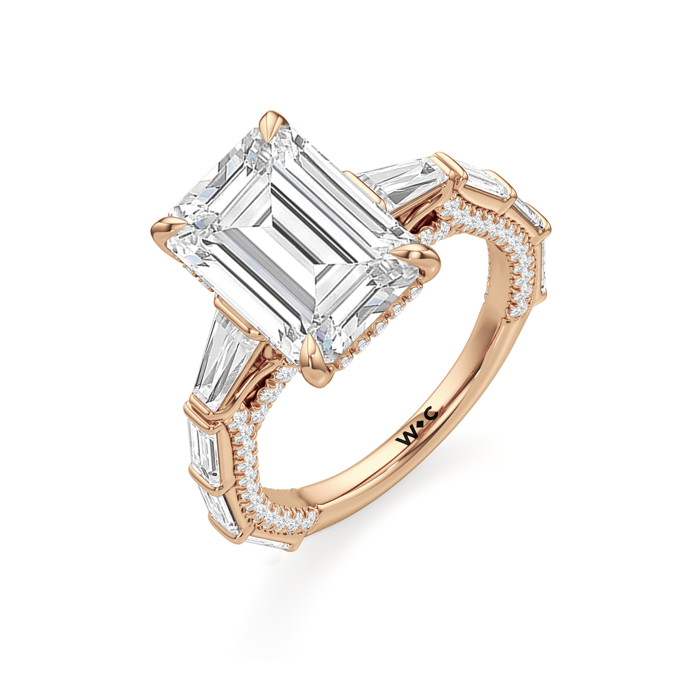 The Marlene Ring with Emerald Cut Diamond in 14KT Rose Gold view 3
