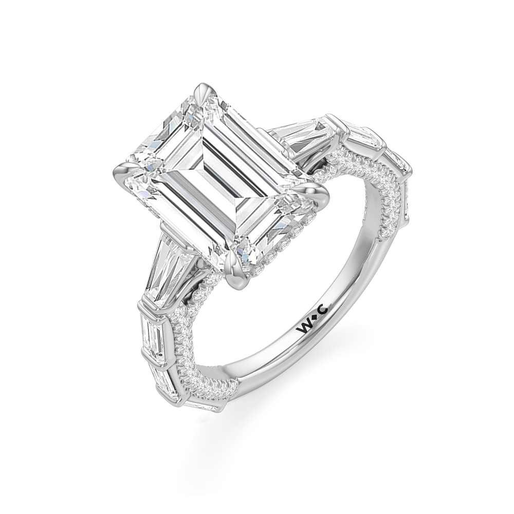 The Marlene Ring with Emerald Cut Diamond in 14KT Platinum view 3
