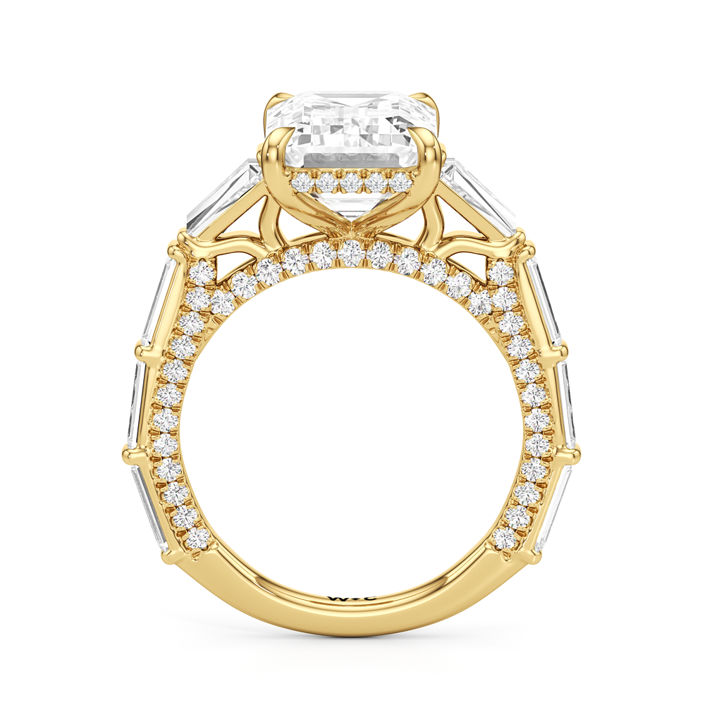 The Marlene Ring with Emerald Cut Diamond in 14KT Yellow Gold view 2
