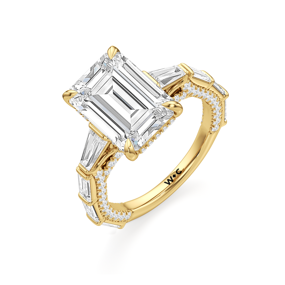 The Marlene Ring with Emerald Cut Diamond in 14KT Yellow Gold view 3
