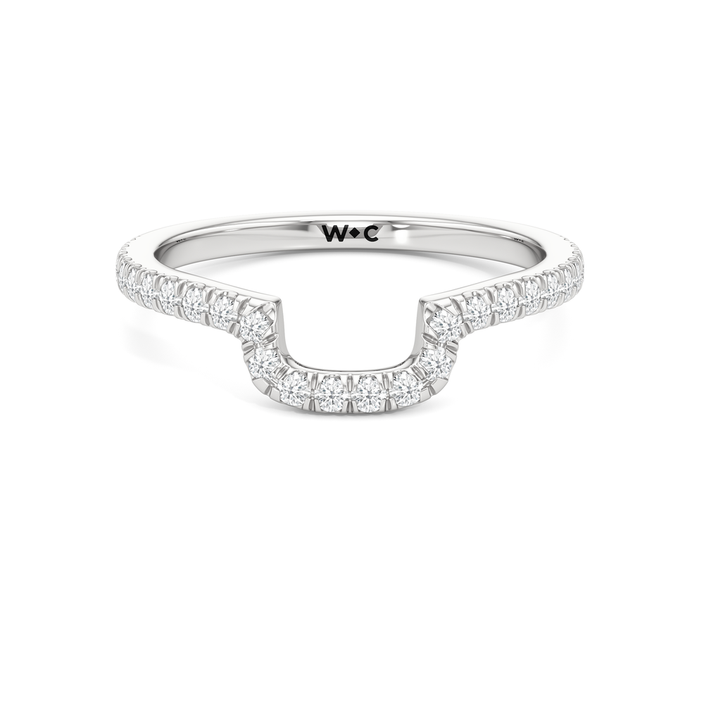 The Vivien Diamond Wedding Band with Platinum Cut Diamond in 14KT Platinum view 1
