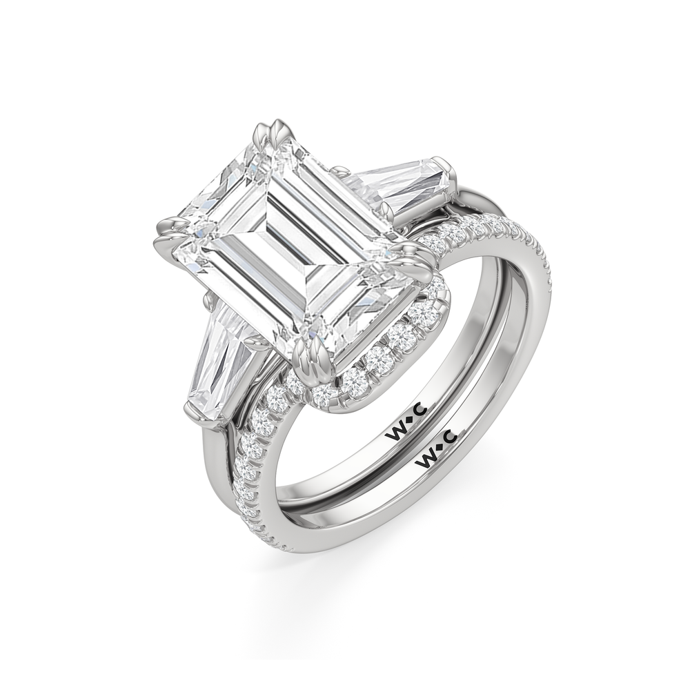 The Vivien Diamond Wedding Band with Platinum Cut Diamond in 14KT Platinum view 3
