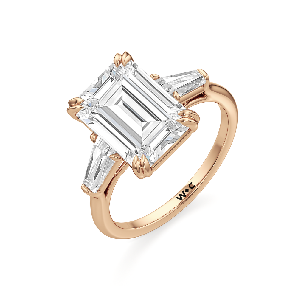 The Vivien Ring with Emerald Cut Diamond in 14KT Rose Gold view 3
