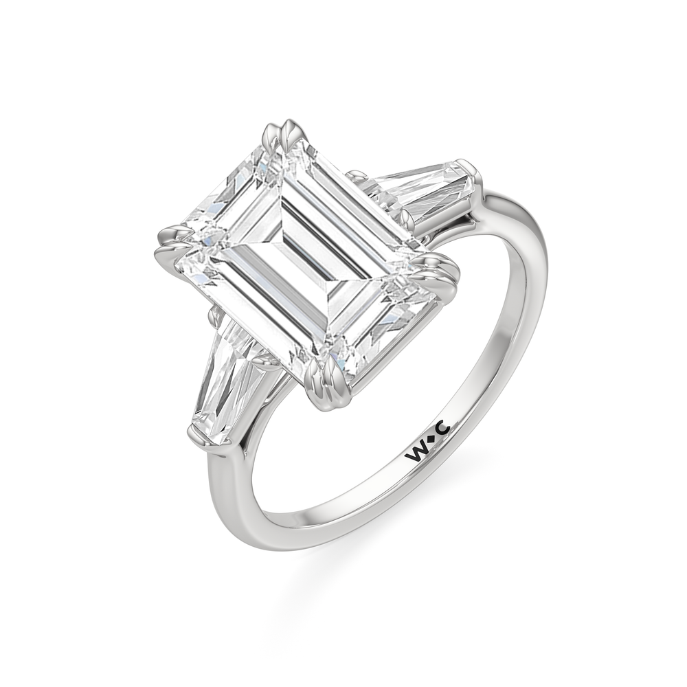 The Vivien Ring with Emerald Cut Diamond in 14KT Platinum view 3
