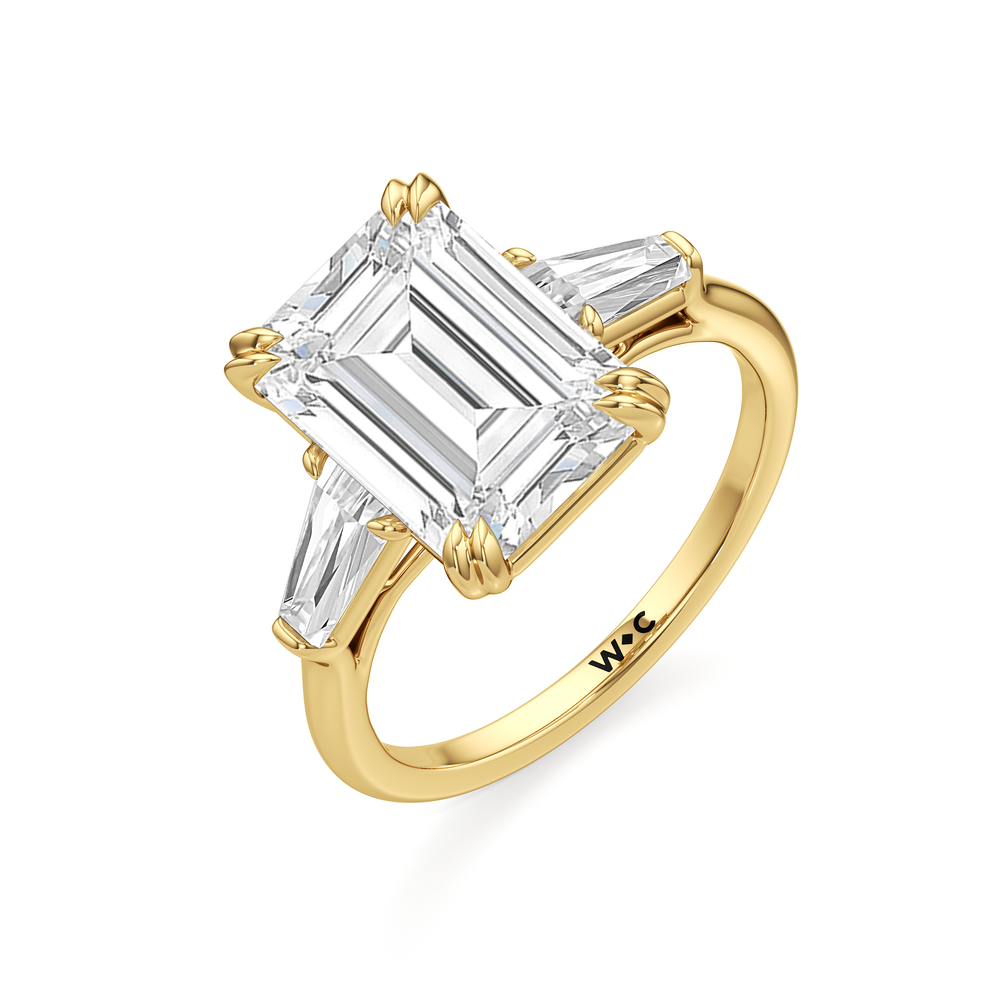 The Vivien Ring with Emerald Cut Diamond in 14KT Yellow Gold view 3
