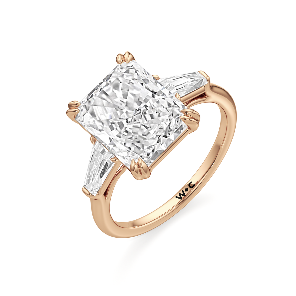 The Vivien Ring with Radiant Cut Diamond in 14KT Rose Gold view 3
