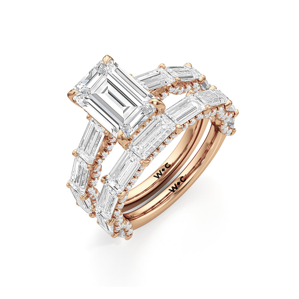 The Greta Ring with Emerald Cut Diamond in 14KT Rose Gold view 4
