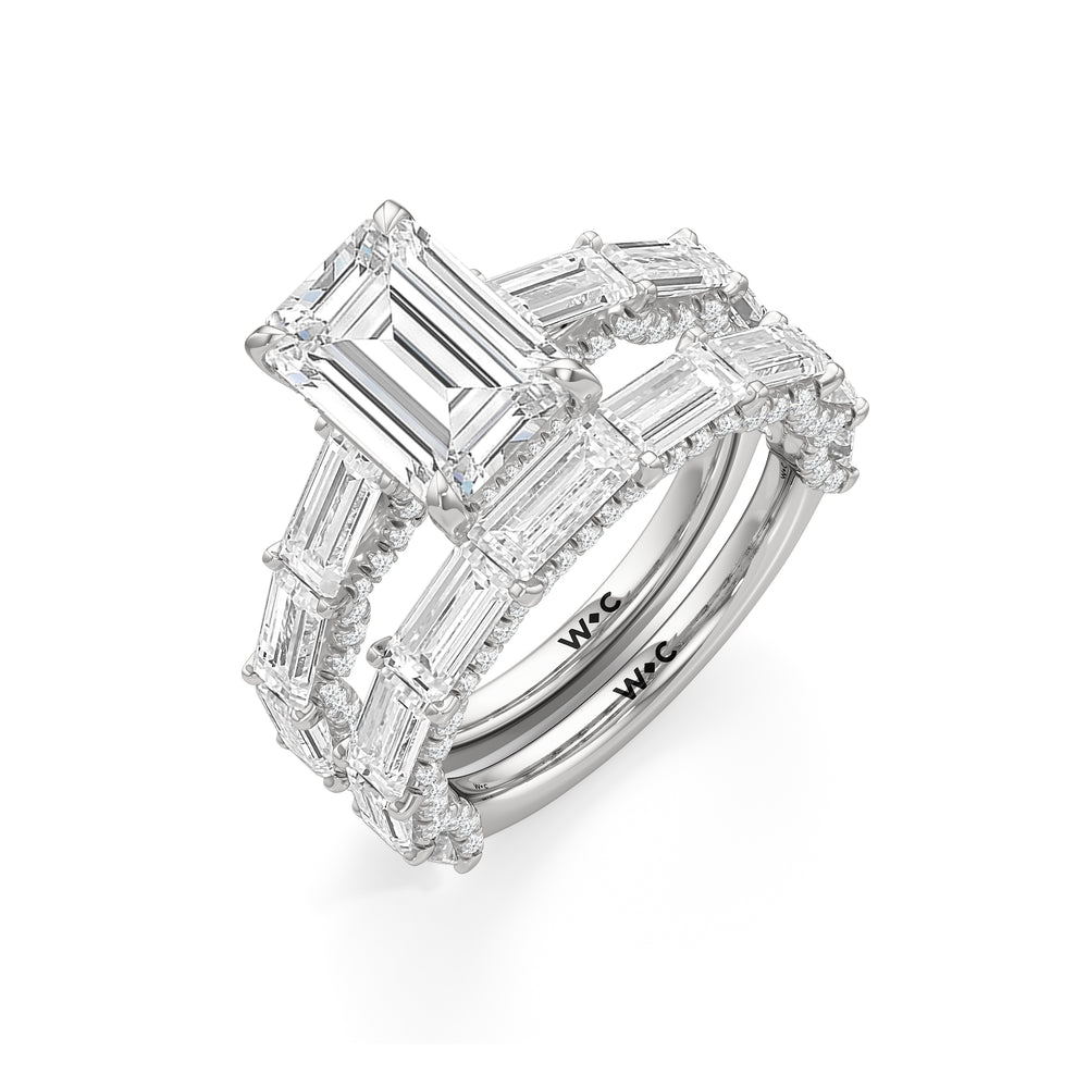 The Greta Ring with Emerald Cut Diamond in 14KT Platinum view 4
