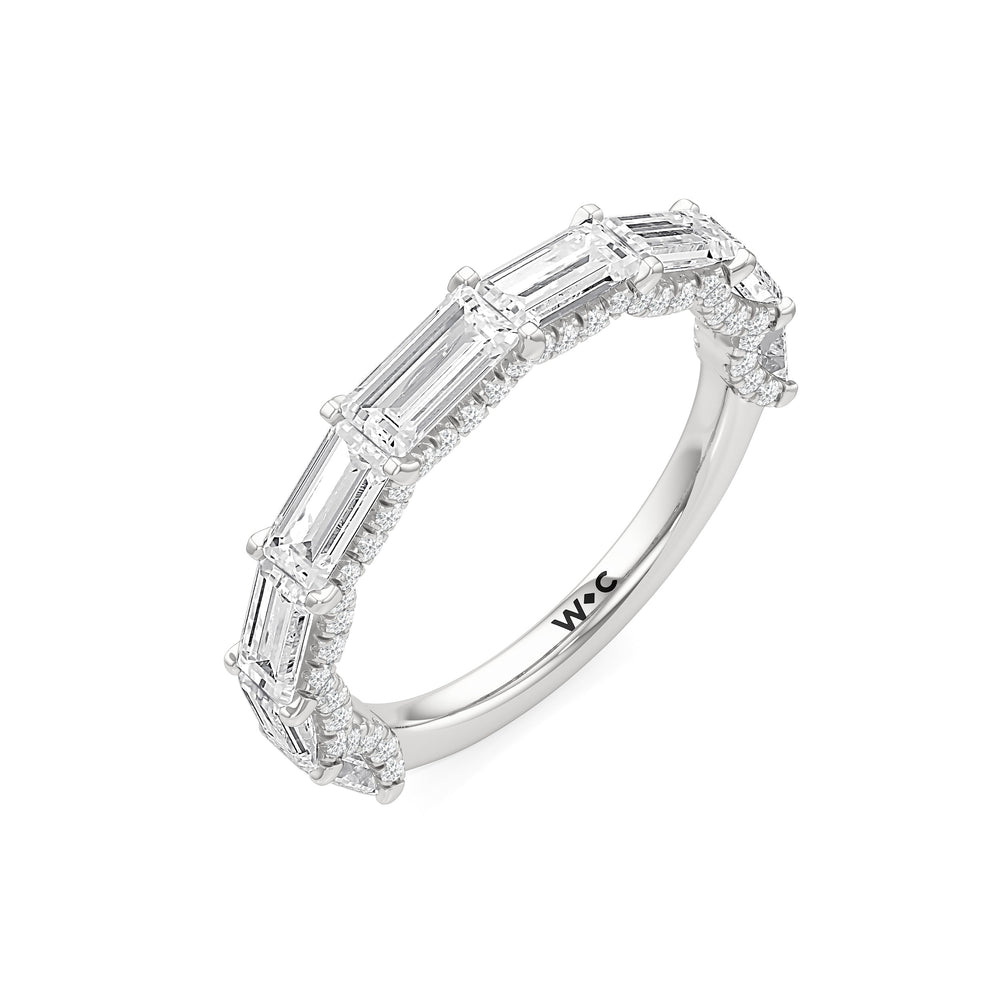 The Greta Diamond Wedding Band with Platinum Cut Diamond in 14KT Platinum view 4
