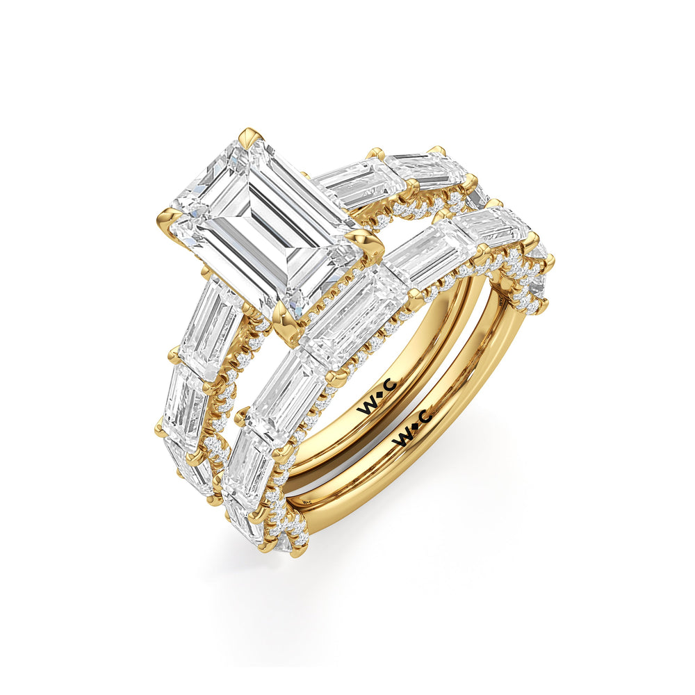 The Greta Diamond Wedding Band with 18KT Yellow Gold Cut Diamond in 14KT Yellow Gold view 3
