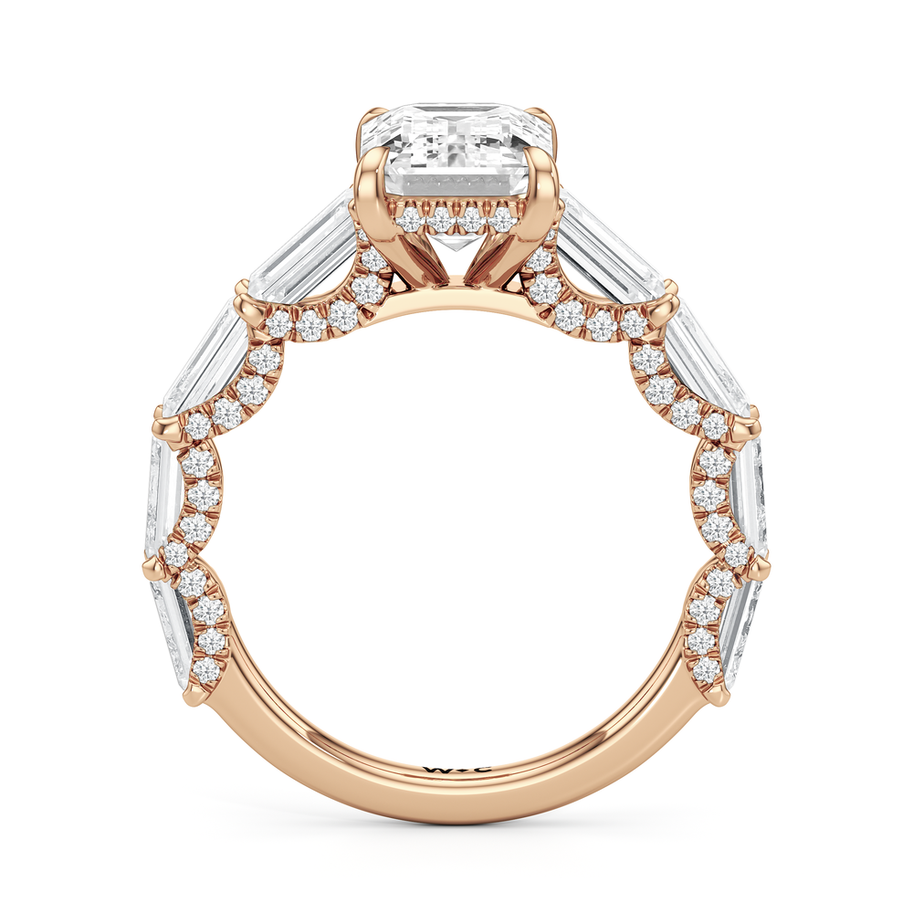 The Greta Ring with Emerald Cut Diamond in 14KT Rose Gold view 2
