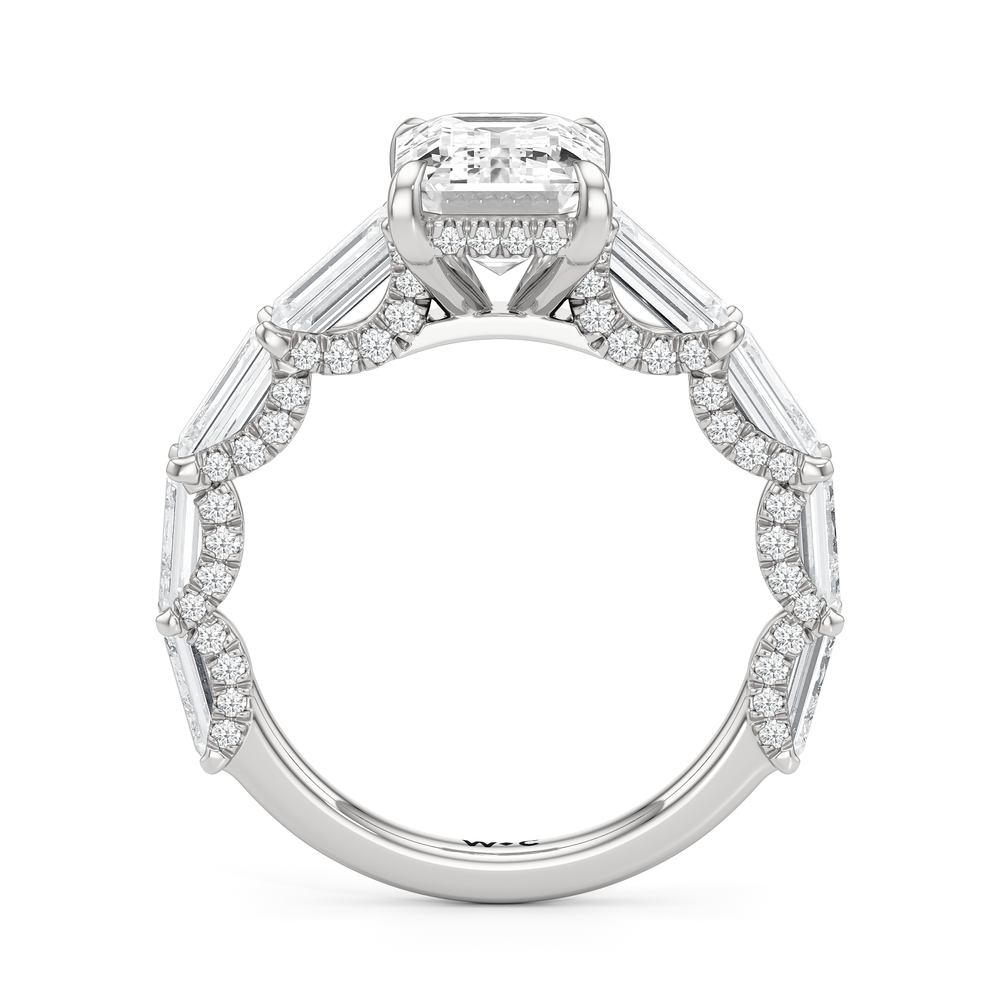 The Greta Ring with Emerald Cut Diamond in 14KT Platinum view 2

