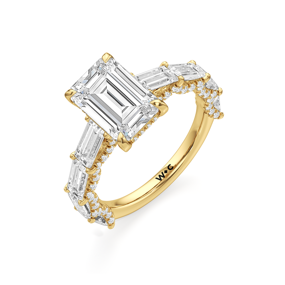 The Greta Ring with Emerald Cut Diamond in 14KT Yellow Gold view 3

