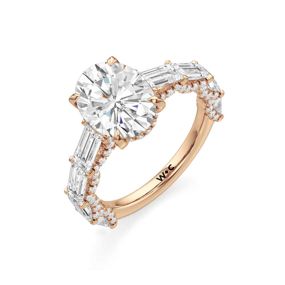 The Greta Ring with Oval Cut Diamond in 14KT Rose Gold view 3
