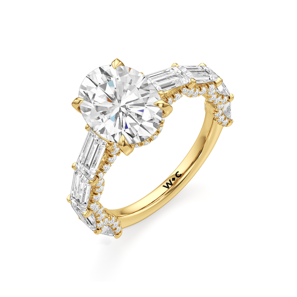 The Greta Ring with Oval Cut Diamond in 14KT Yellow Gold view 3
