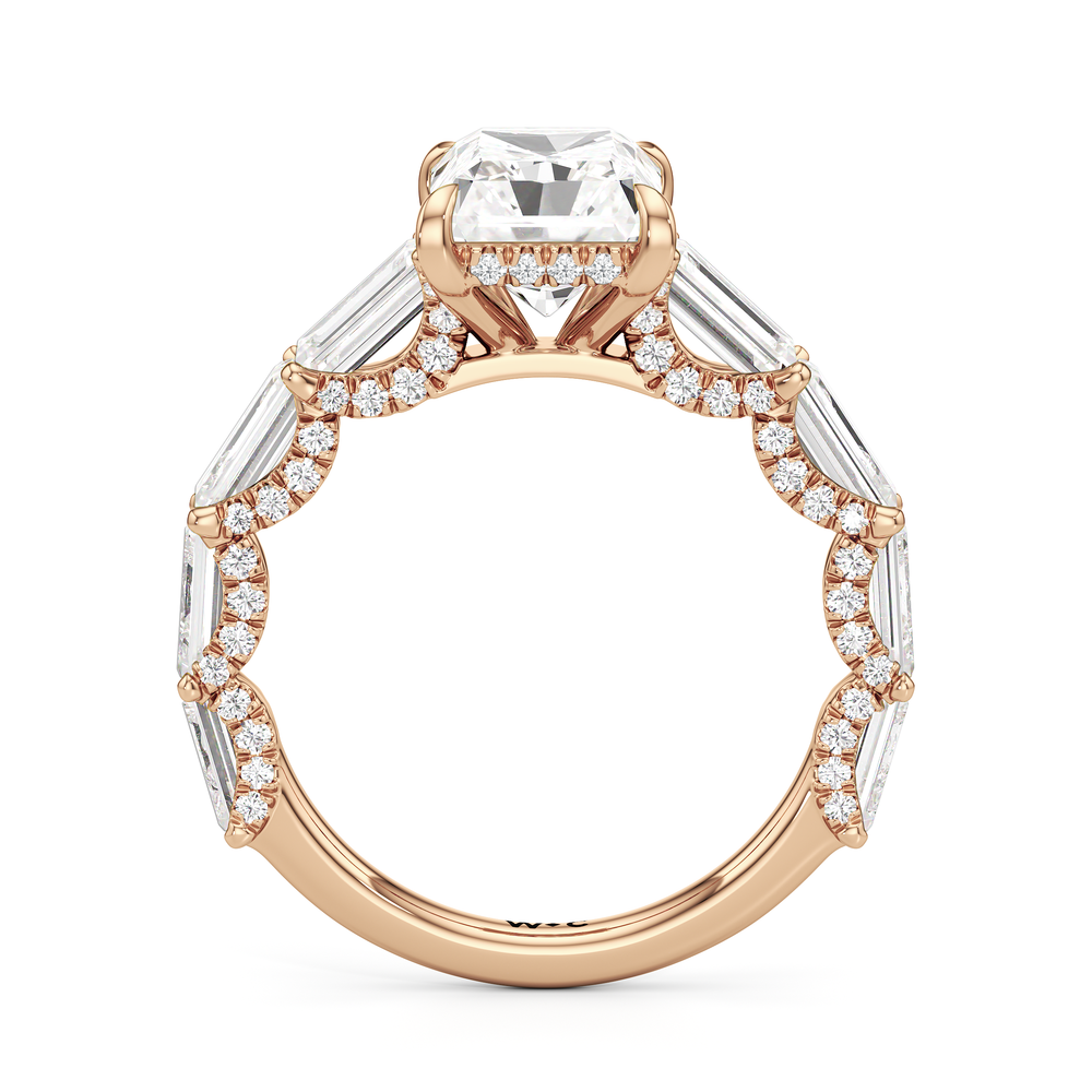 The Greta Ring with Radiant Cut Diamond in 14KT Rose Gold view 2
