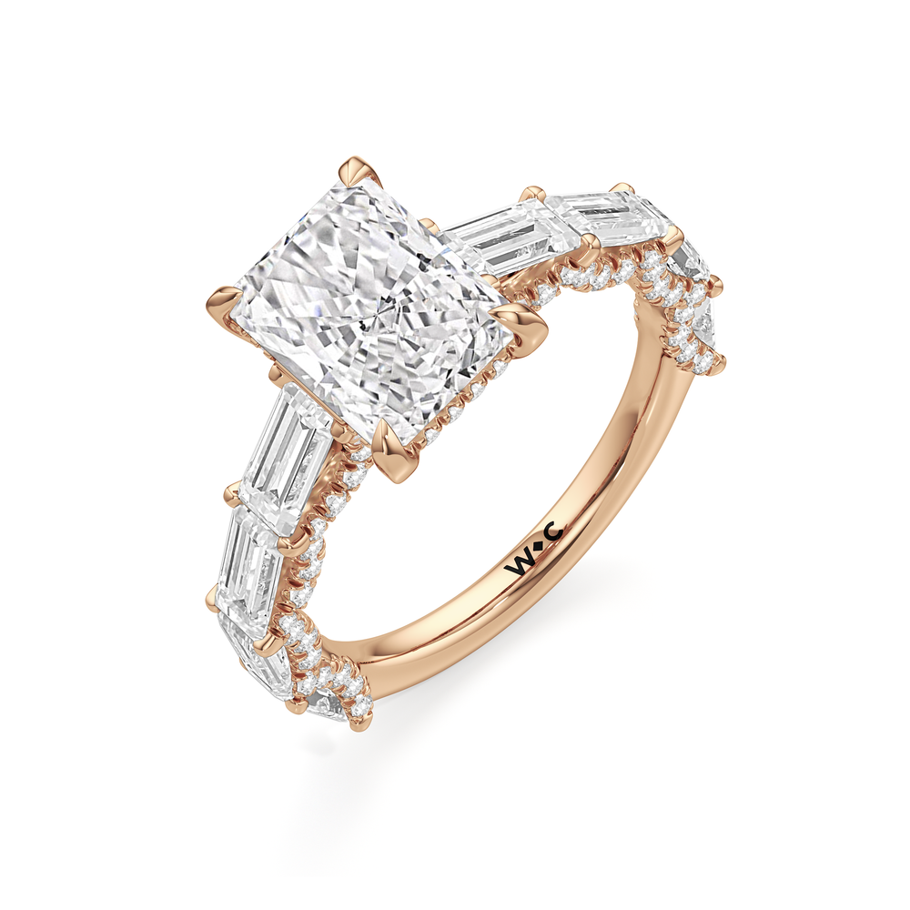 The Greta Ring with Radiant Cut Diamond in 14KT Rose Gold view 3

