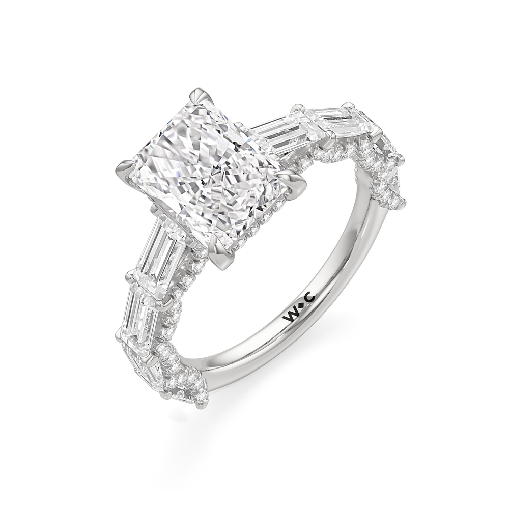 The Greta Ring with Radiant Cut Diamond in 14KT Platinum view 3
