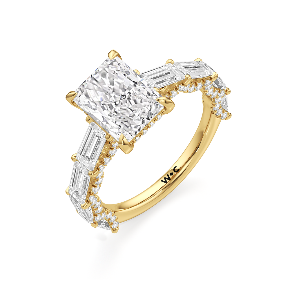 The Greta Ring with Radiant Cut Diamond in 14KT Yellow Gold view 3
