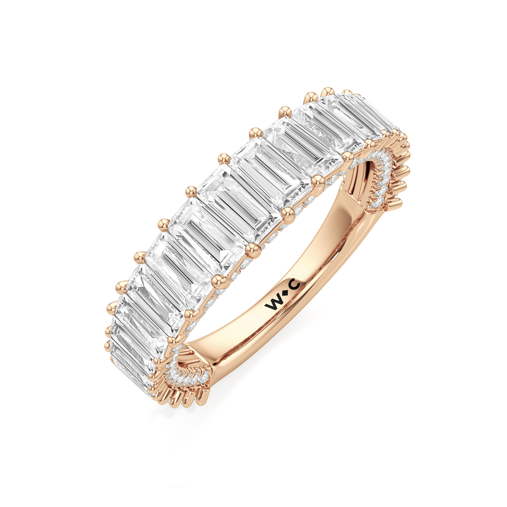 The Lauren Diamond Wedding Band with 18KT Rose Gold Cut Diamond in 14KT Rose Gold view 4
