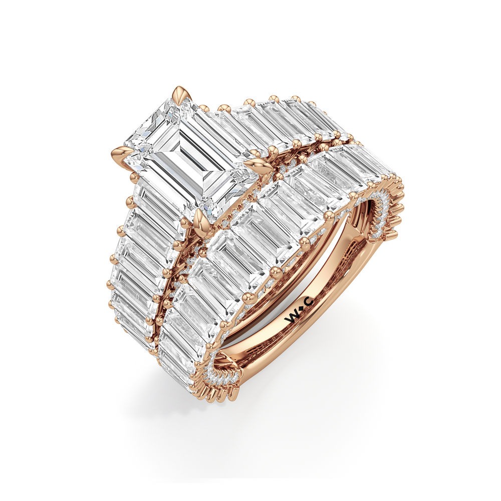 The Lauren Ring with Emerald Cut Diamond in 14KT Rose Gold view 5
