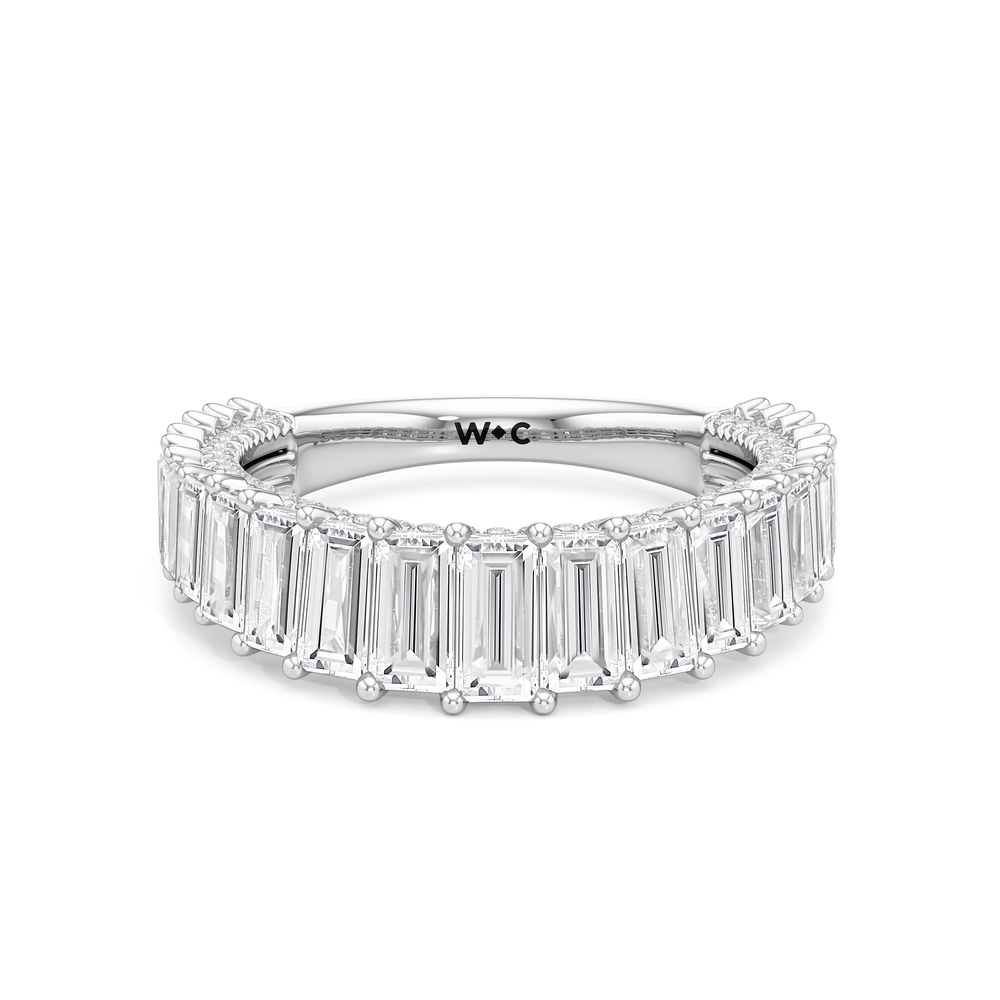 The Lauren Diamond Wedding Band with Platinum Cut Diamond in 14KT Platinum view 1
