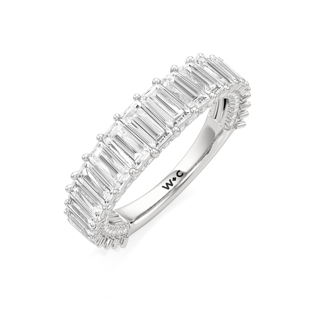 The Lauren Diamond Wedding Band with Platinum Cut Diamond in 14KT Platinum view 4
