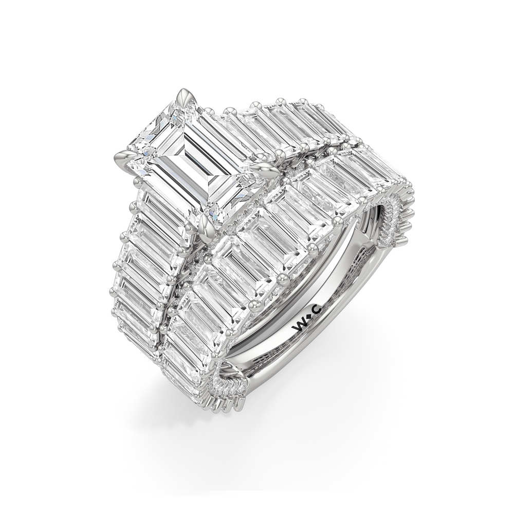The Lauren Diamond Wedding Band with Platinum Cut Diamond in 14KT Platinum view 3
