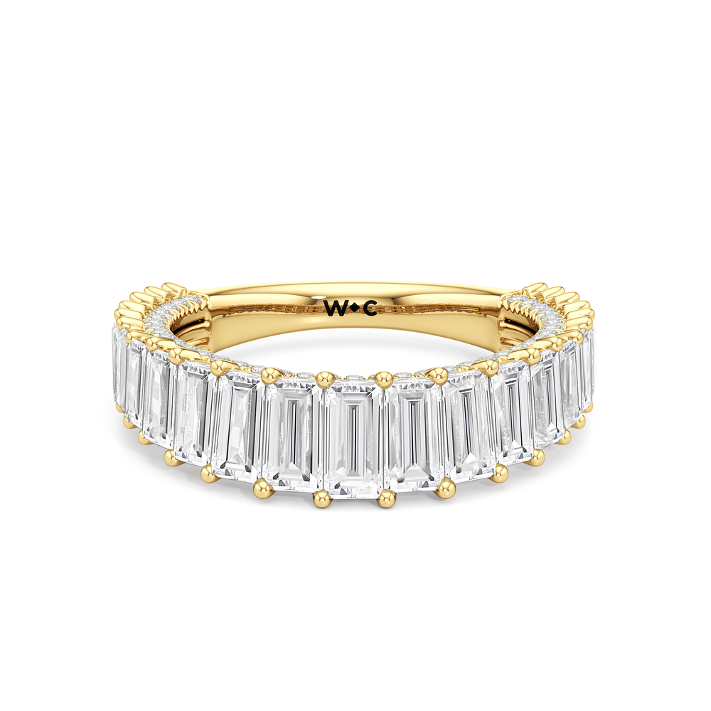 The Lauren Diamond Wedding Band with 18KT Yellow Gold Cut Diamond in 14KT Yellow Gold view 1
