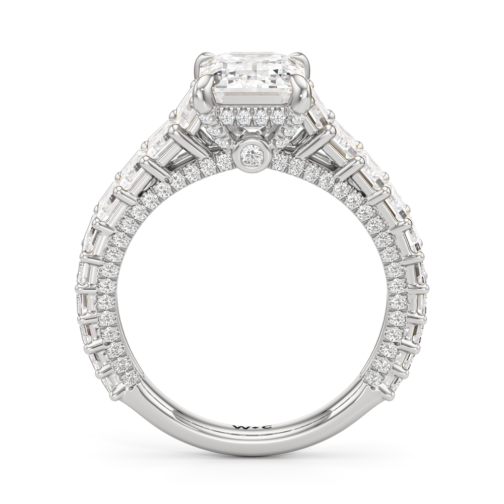 The Lauren Ring with Emerald Cut Diamond in 14KT Platinum view 3
