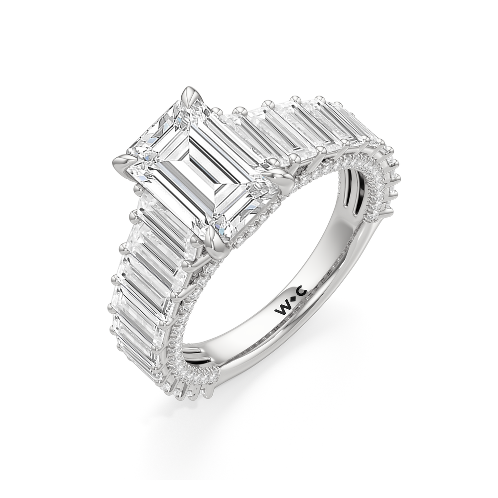 The Lauren Ring with Emerald Cut Diamond in 14KT Platinum view 4
