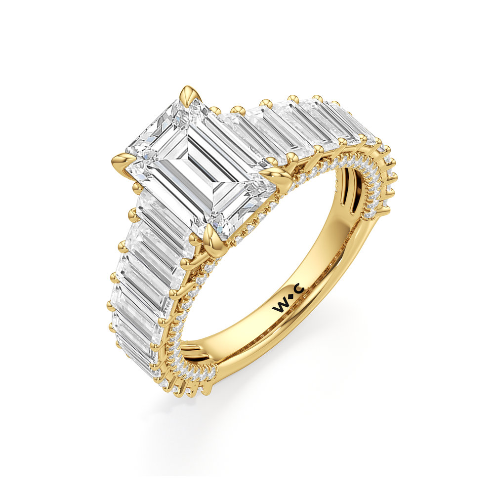 The Lauren Ring with Emerald Cut Diamond in 14KT Yellow Gold view 4
