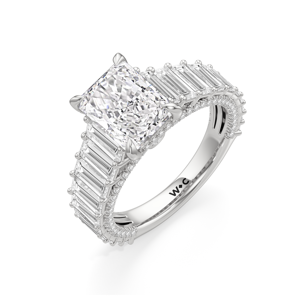 The Lauren Ring with Radiant Cut Diamond in 14KT Platinum view 4
