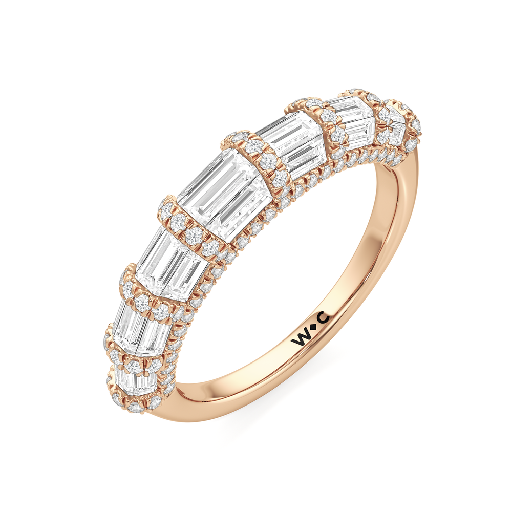 The Ingrid Diamond Wedding Band with 18KT Rose Gold Cut Diamond in 14KT Rose Gold view 4

