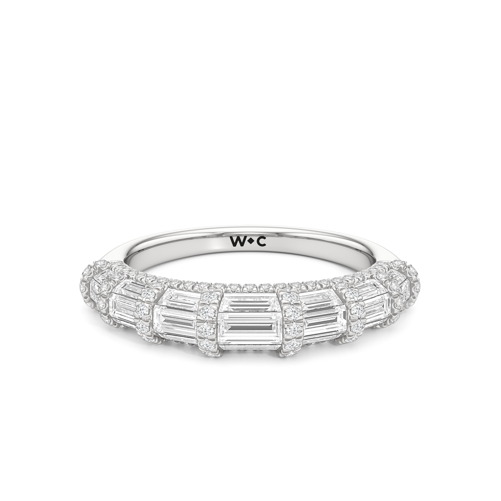 The Ingrid Diamond Wedding Band with Platinum Cut Diamond in 14KT Platinum view 1
