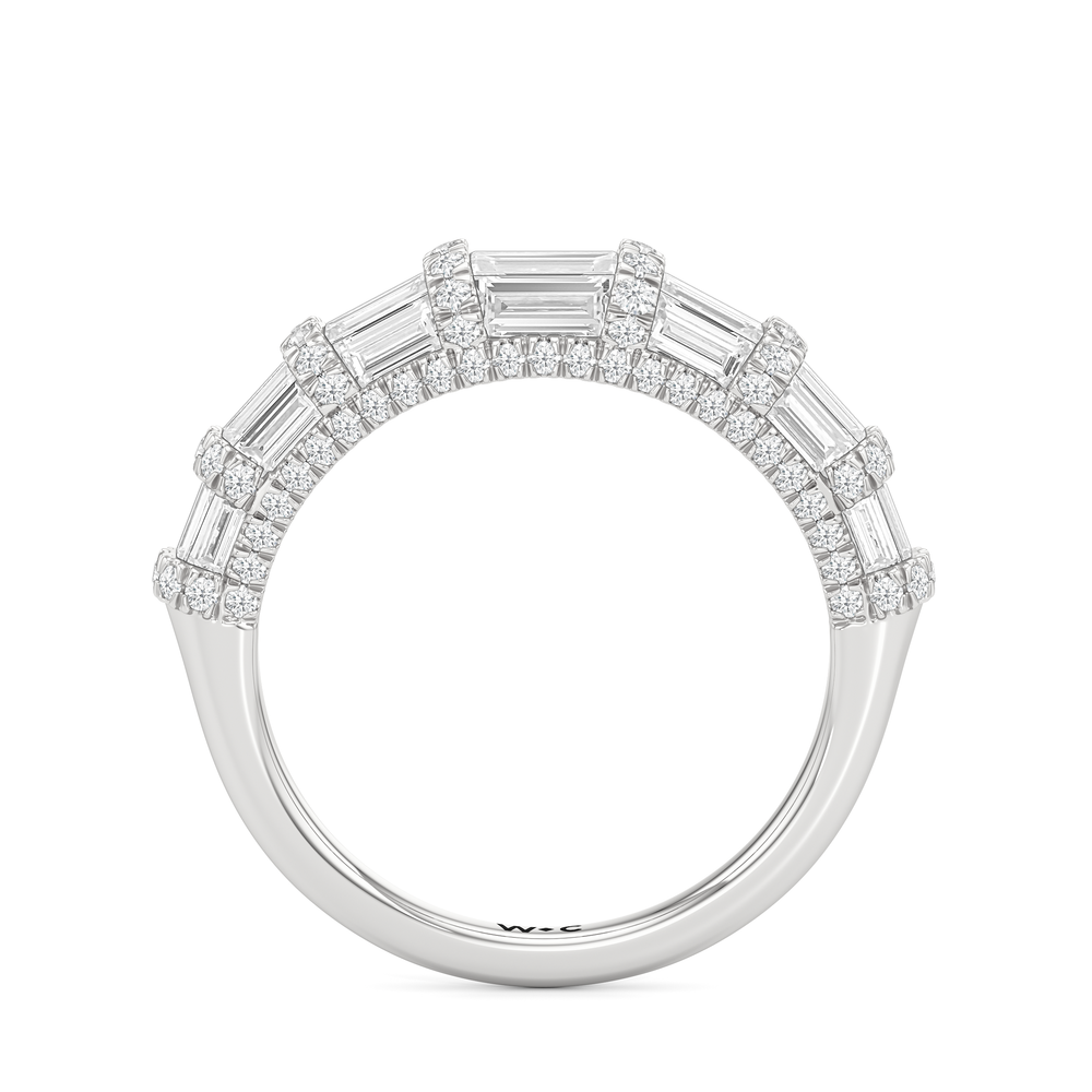 The Ingrid Diamond Wedding Band with Platinum Cut Diamond in 14KT Platinum view 2
