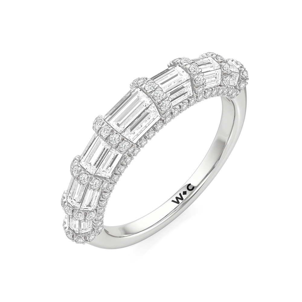 The Ingrid Diamond Wedding Band with Platinum Cut Diamond in 14KT Platinum view 4
