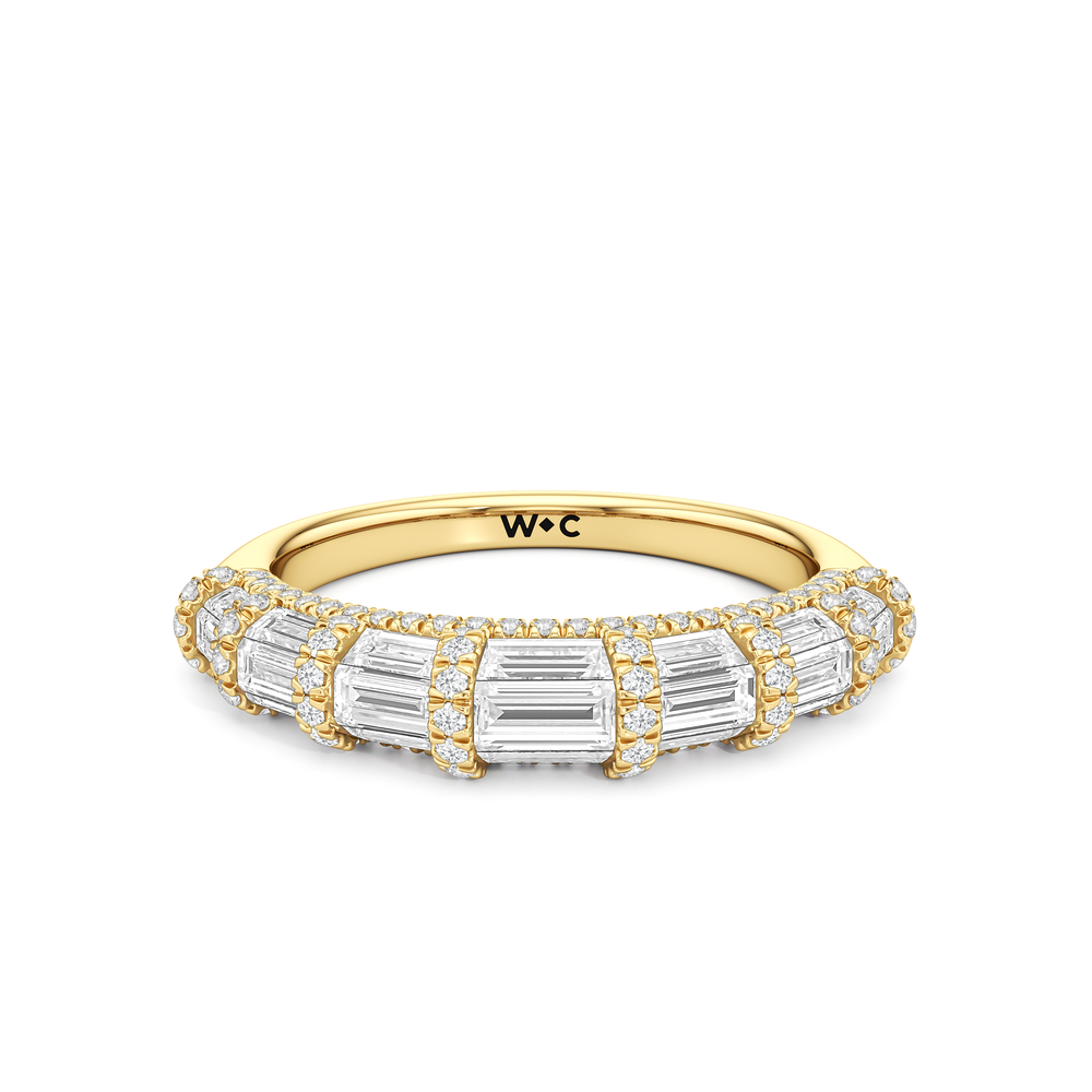 The Ingrid Diamond Wedding Band with 18KT Yellow Gold Cut Diamond in 14KT Yellow Gold view 1
