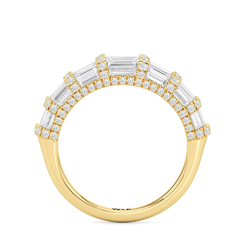 The Ingrid Diamond Wedding Band with 18KT Yellow Gold Cut Diamond in 14KT Yellow Gold view 2
