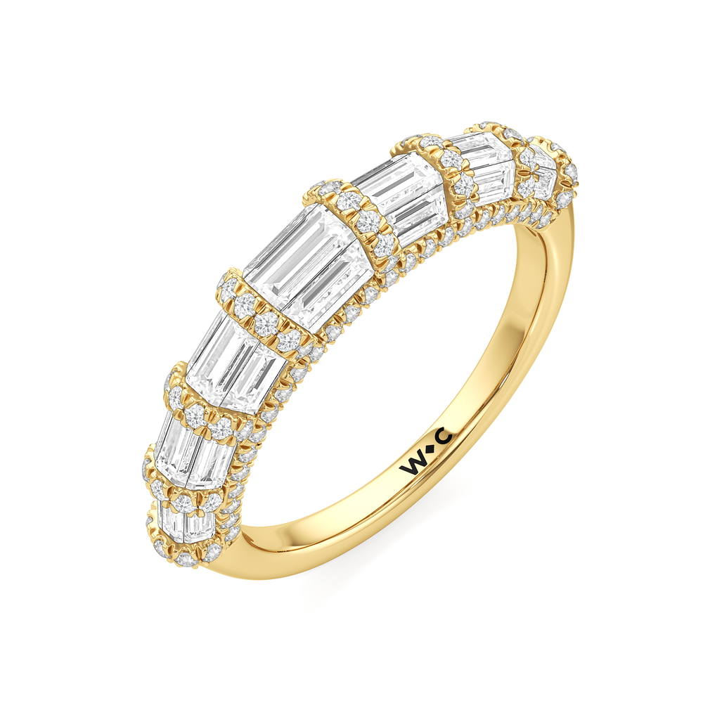 The Ingrid Diamond Wedding Band with 18KT Yellow Gold Cut Diamond in 14KT Yellow Gold view 4
