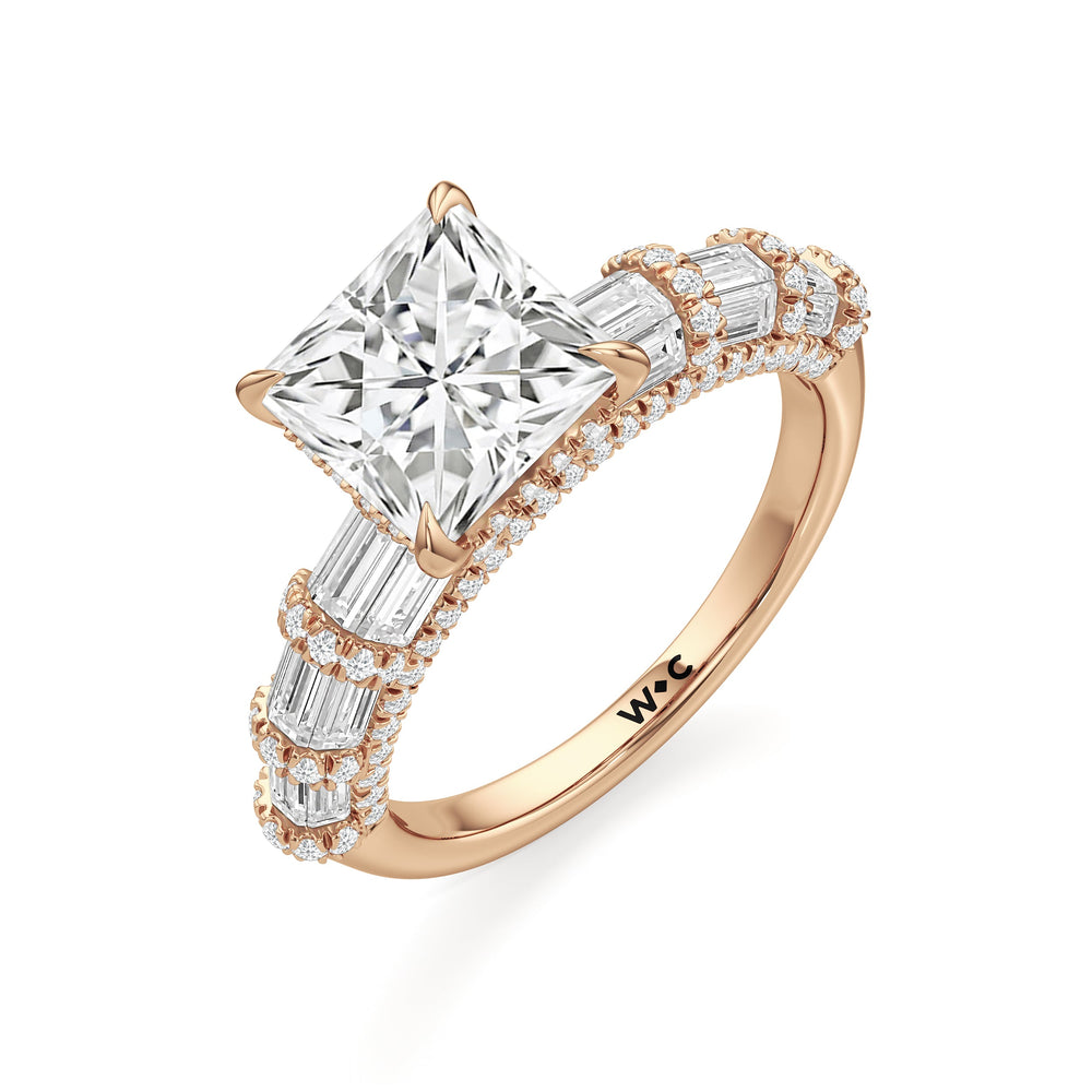 The Ingrid Ring with Princess Cut Diamond in 14KT Rose Gold view 3
