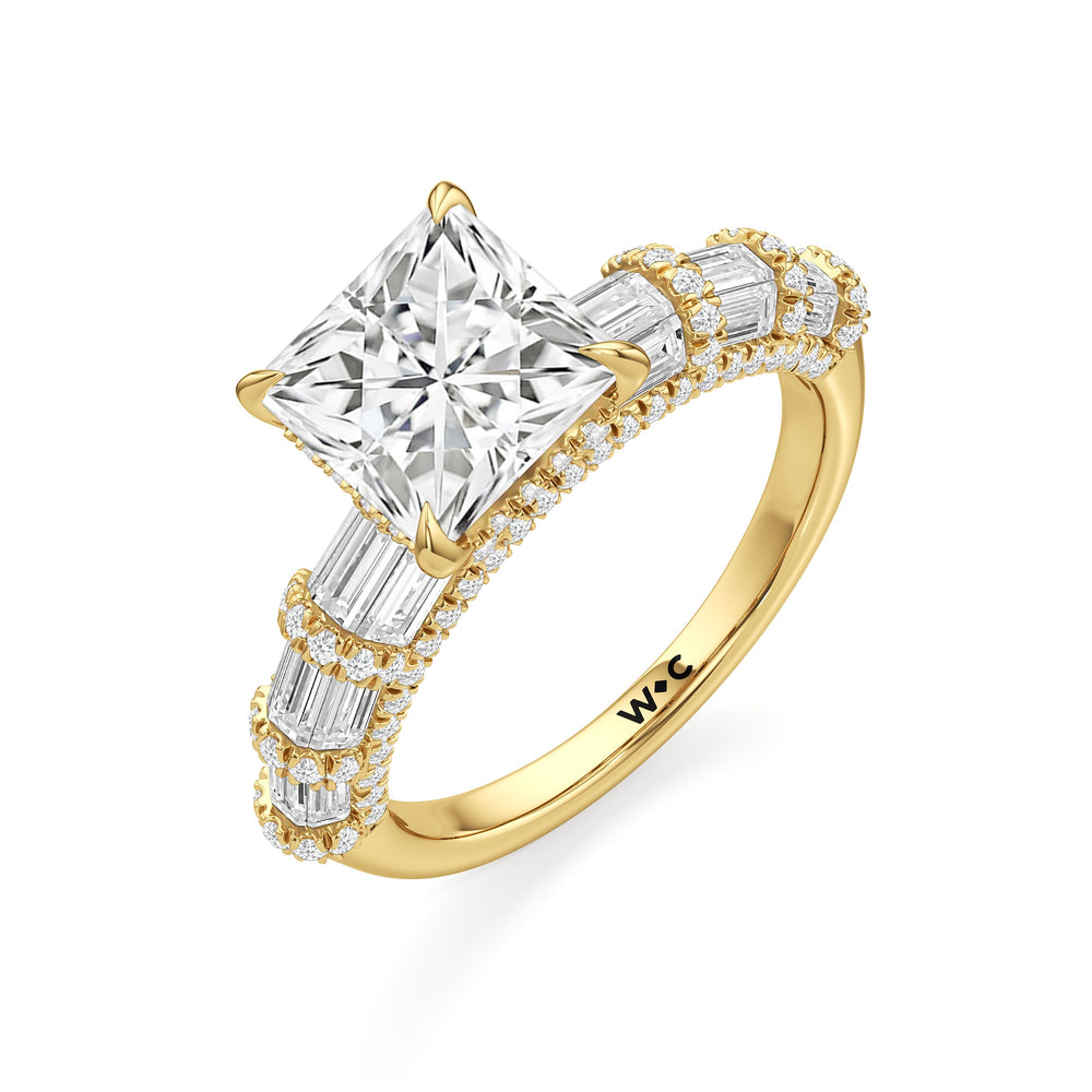 The Ingrid Ring with Princess Cut Diamond in 14KT Yellow Gold view 3
